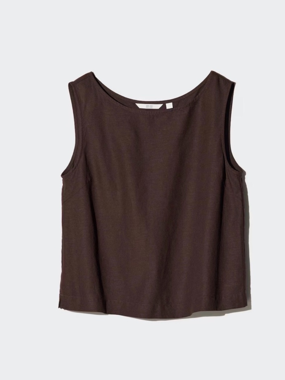 Uniqlo Brown Linen Blend Blouse Sleeveless